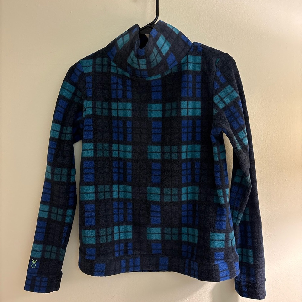 Dudley Stephens Blue and Black Plaid Turtleneck Sweater